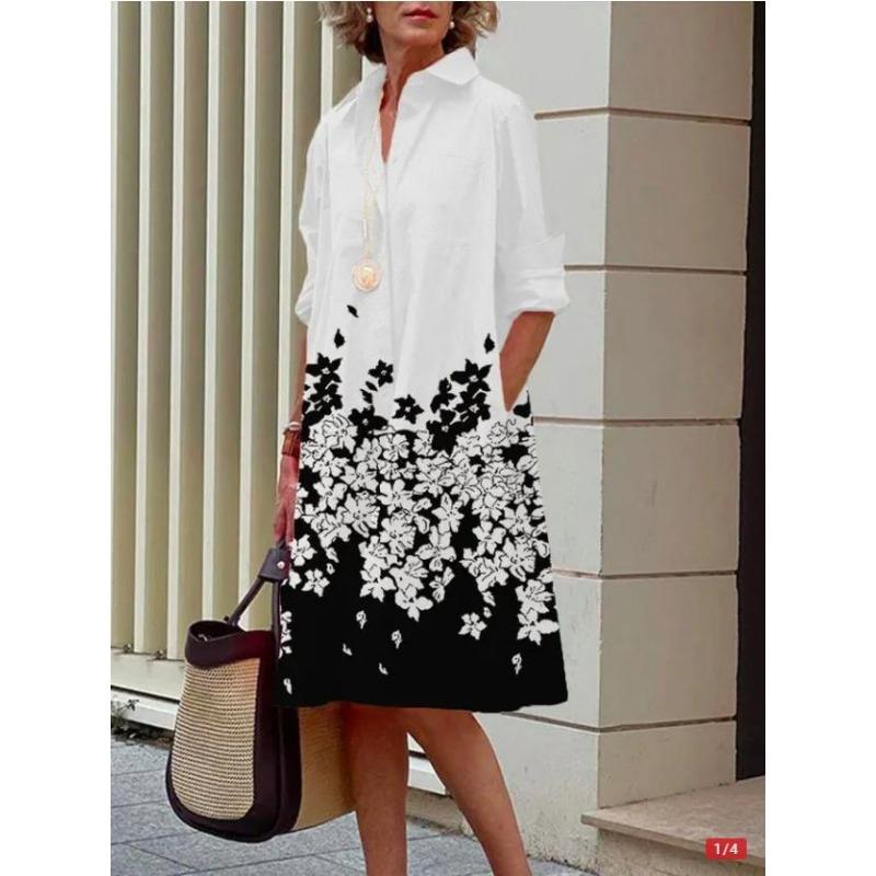 Autumn Minimalist Long Sleeved Mid Length Dresses