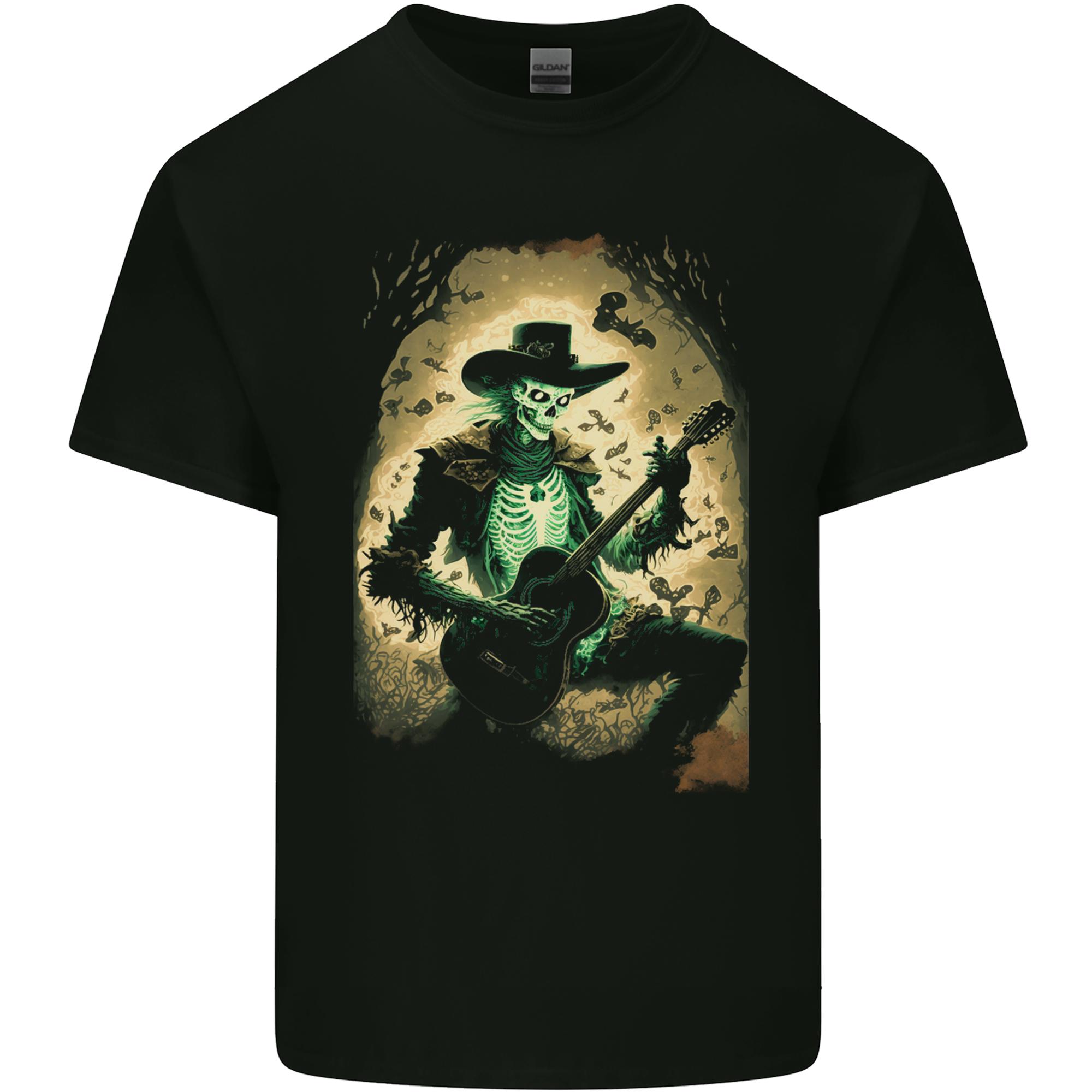 Cowboy Rock Skull Country Music Guitar Unisexs Light Cotton TShirt S