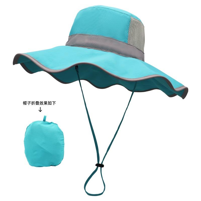 Hat women's summer sun protection visor sun hat outdoors cycling big eaves hat bucket hat neck protector folding hat
