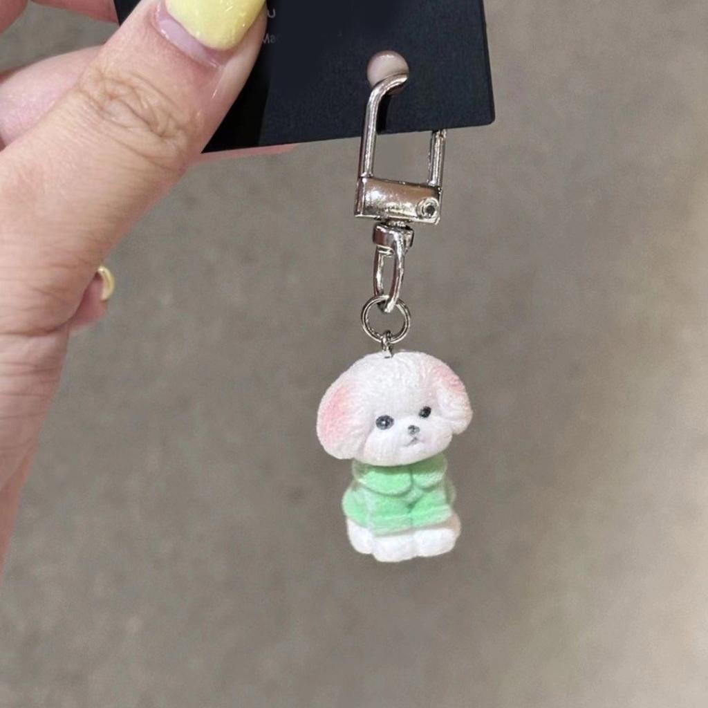 Lovely Dog Love Heart Bowknot Keychain Charm Pendant Fashionable Sturdy Plush Dog Charm for Keys and Bags Decoration