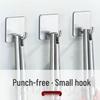 Punch-Free Brushed Stainless Steel Wall Hook - Strong Adhesive, Wall-Mounted, for Kitchen, Toilet, Clothes, Metal Hook.
