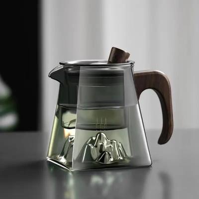 Glasteekannen mit Griff, Blumenteekanne mit Teetrenner, transparente chinesische Kung-Fu-Teekessel mit Deckel, Haushaltsteegeschirr