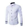 Men Casual Contrast Color Long Sleeve Grid Stitching Design Shirt