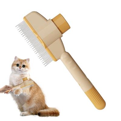 Pet Grooming Comb Self-Cleaning Cat Massaging Brush Dog Detangling Comb for Removing Matted Hair Knots Tangles Detangler Tool