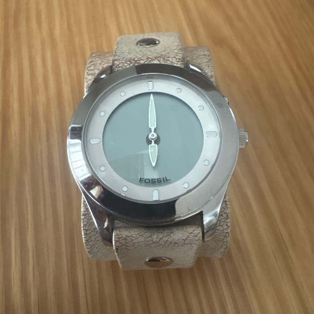 Used [Rare/Genuine Leather] FOSSIL Watch Junk Wide Leather Band
