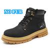 Fashion Hot Sale Mens Casual Leather Winter Boots High Top Leather Shoes Fashion Cotton Shoes Thick Bottom Ankle Boots Outdoor Sneakers