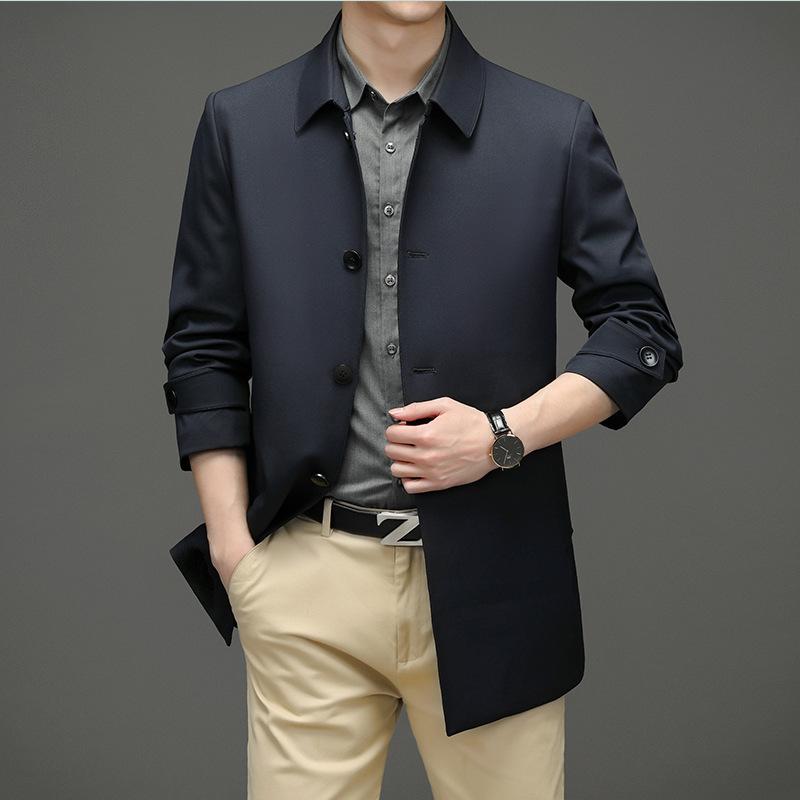 Men s Mulberry Silk Windbreaker, Middle-aged Casual Dad Jacket, Middle-aged and Elderly Men s Spring and Autumn Thin Windbreaker 170