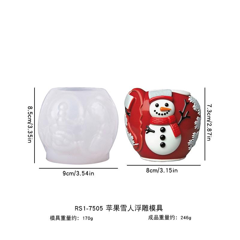 

2025 Рождественская свеча в форме яблока Силиконовая форма Сделай сам Ручная работа Ароматерапевтическая свеча Гипсовая форма для мыла Рождественский домашний декор