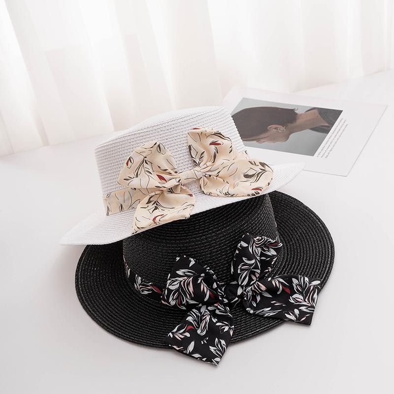 Bowknot Sun Hat Wide Brim Casual Sun Protection Straw Hats Stylish Breathable Panama Hat for Women