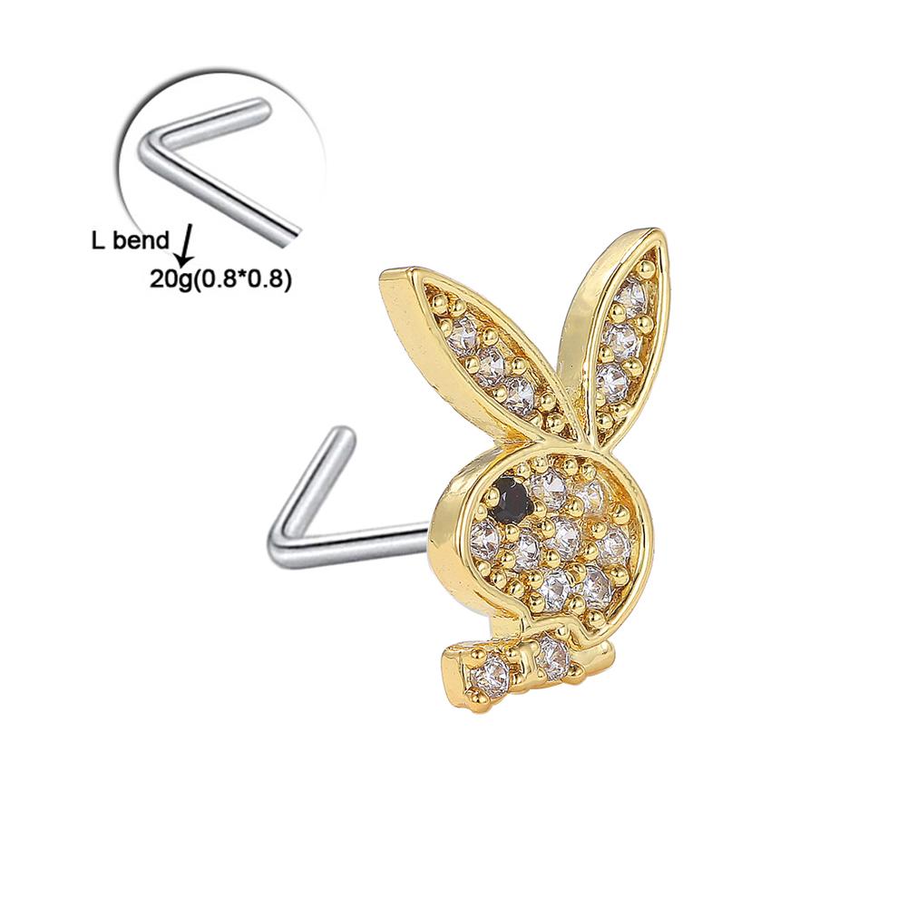 20G Chirurgischer Edelstahl Nasenstecker CZ Kaninchen Nasenringe Unisex Nasenpiercing Schmuck Knorpel Ohrring Tragus Körperschmuck