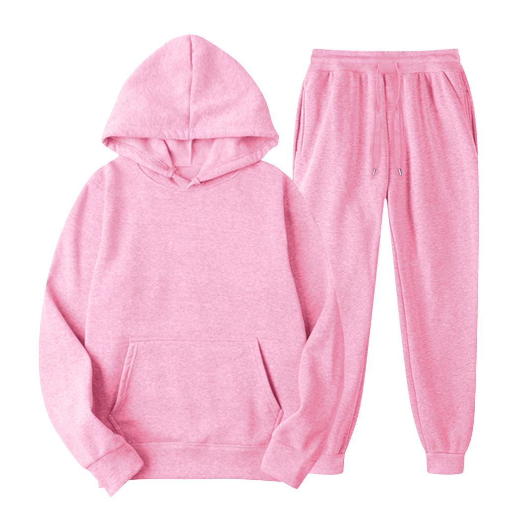 Zweiteiliger lässiger Hoodie-Anzug, Damen-Fleece-Anzug in Farbe, Sweatpants mit Tasche