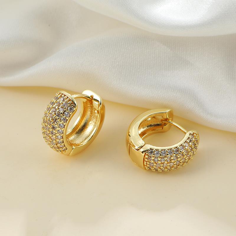 Huazi Style Zircon Stud Earrings for Women - Gold-Plated, Non-Fading Luxury Jewelry