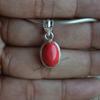 Coral Pendant, Handmade Pendant, 925 Sterling Silver Pendant, Oval Red Coral Pendant, Gift for her, Anniversary Pendant