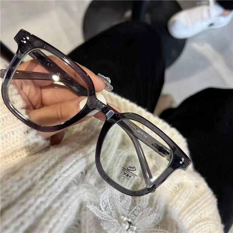 Retro Svarte Briller på Styrke - Stor Innfatning, Antirefleks, Unisex Koreansk Mote