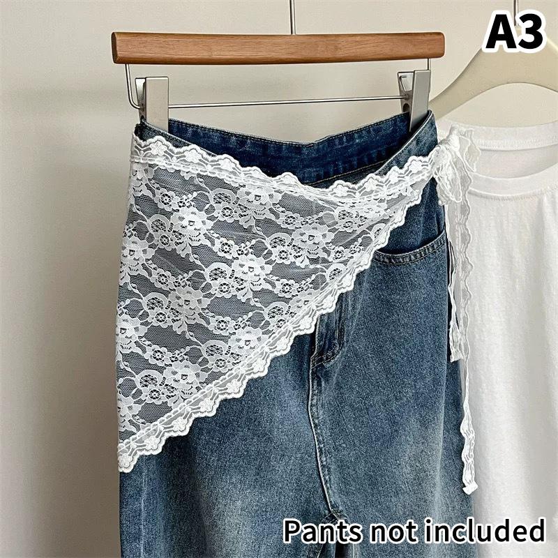 New Triangle Short Skirt Half Skirt Butt Curtain Skirt Lace Trim Small Apron Knitting Lace Stacked Ins Korean Spring Headscarf