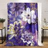 Purple and Yellow Floral Pattern Design Patterned Flannel Blanket Perfect for the Bedroom Living Room, Sofa, or a Little Nap