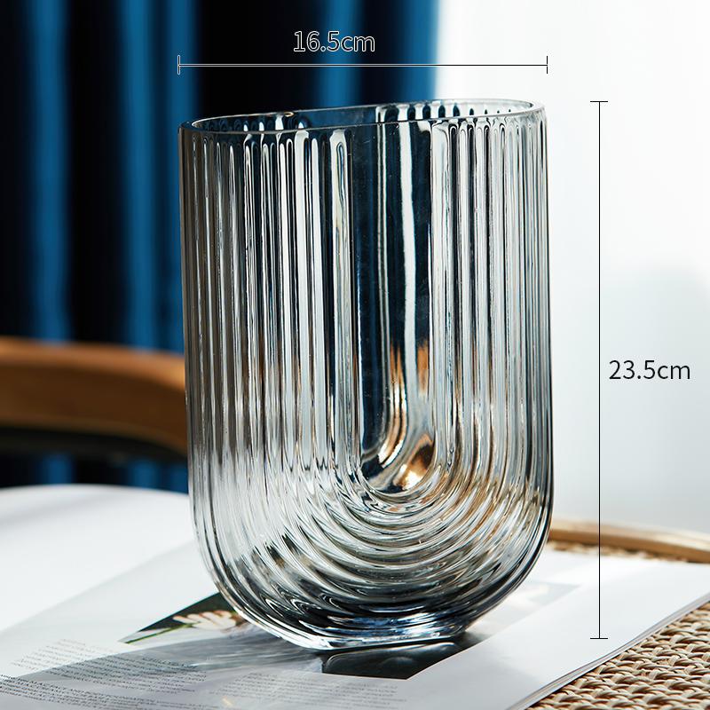 Moderne U-förmige Transparente Glasvase Wohnzimmer Tischset Blumenarrangement Pflanze Hydroponische Blumenvase Hochzeitsdekoration