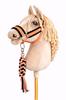 Hobby Horse Set: A3 Black Fur Halter + Rope Lead - Black and Orange
