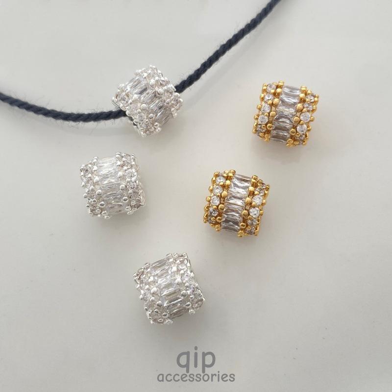 Zircon Inlaid Jewelry Spacer Beads - Strong Color Retention, Small Waist Lu Lu Tong Bead Materials