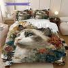 Maine Coon Pattern Bedding Quilt Set Quilt Cover Pillowcase Home Decoration Birthday Gift (1 * Duvet Cover + 2 * Pillowcase, Without Core)