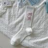 Ballet Style Solid Color Bow Mid Tube Socks Summer Cotton Lightweight Breathable Fashionable Soft Comfortable Casual Women Socks