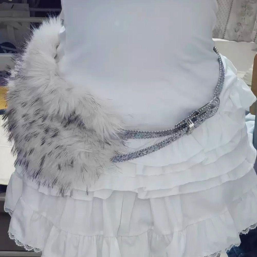 Spicy Girl Style Leather Fur Belt Y2K Plush Waist Belt Fashion Furry Waistband  Female/Girls