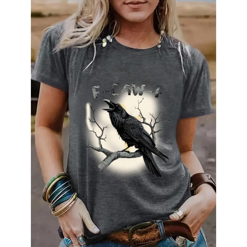 Women's Eagle Print Fashionable Loose Casual Short-sleeved Round-neck T-shirt