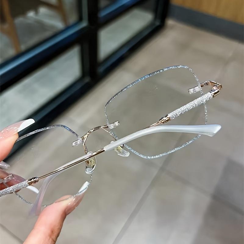 Fashionable Women's Anti Blue Light Flat Reading Glasses with Edge Cut Sparkling Stars and Diamonds