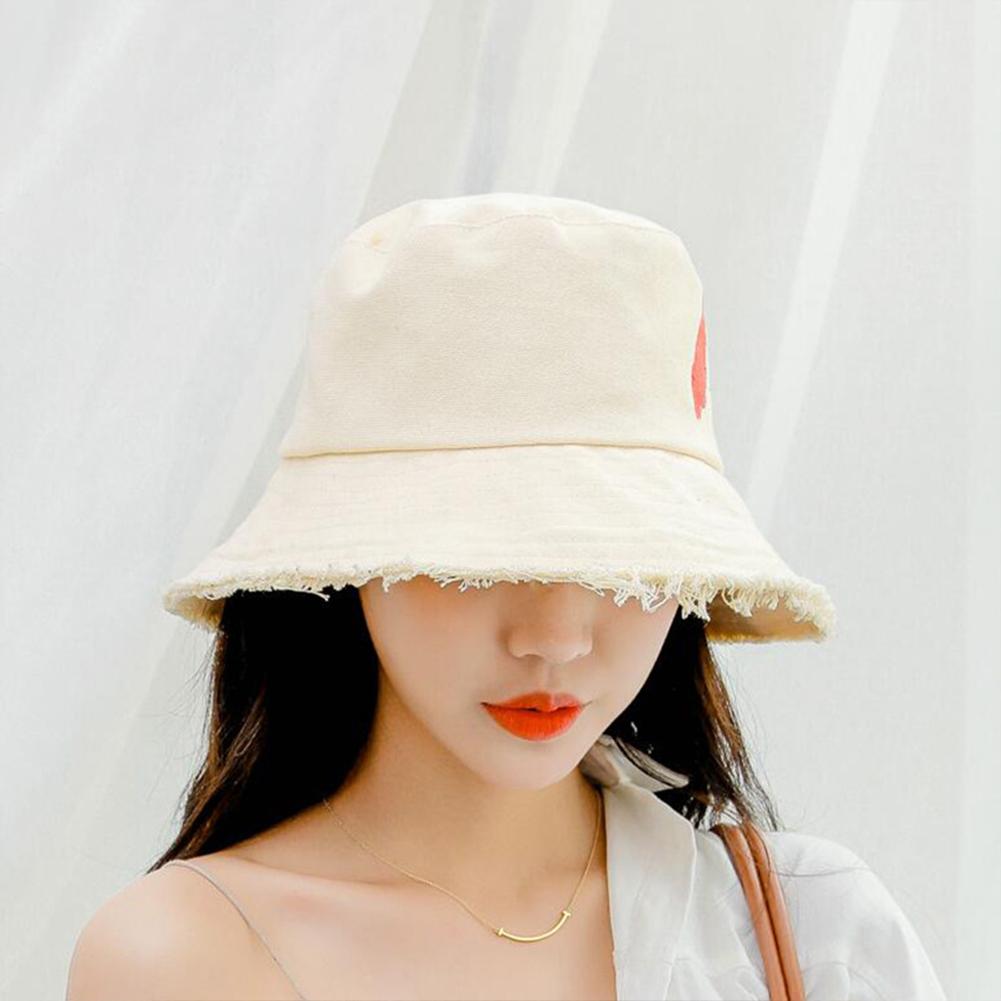 Women Wide Brim Sun Hat Cotton Fisherman Cap  for Out Travel