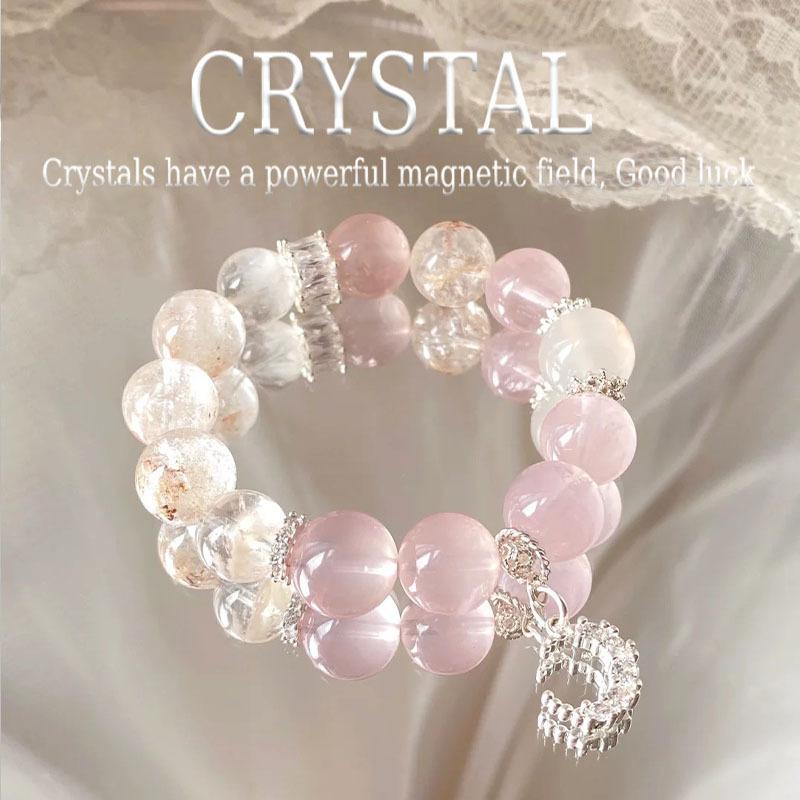 Star and Moon Mythology Putuo Mountain Peach Blossom Natural Pink Crystal White Snowflake Phantom Bracelet Peach Blossom Crystal Bracelet Star and Moon Mythology10