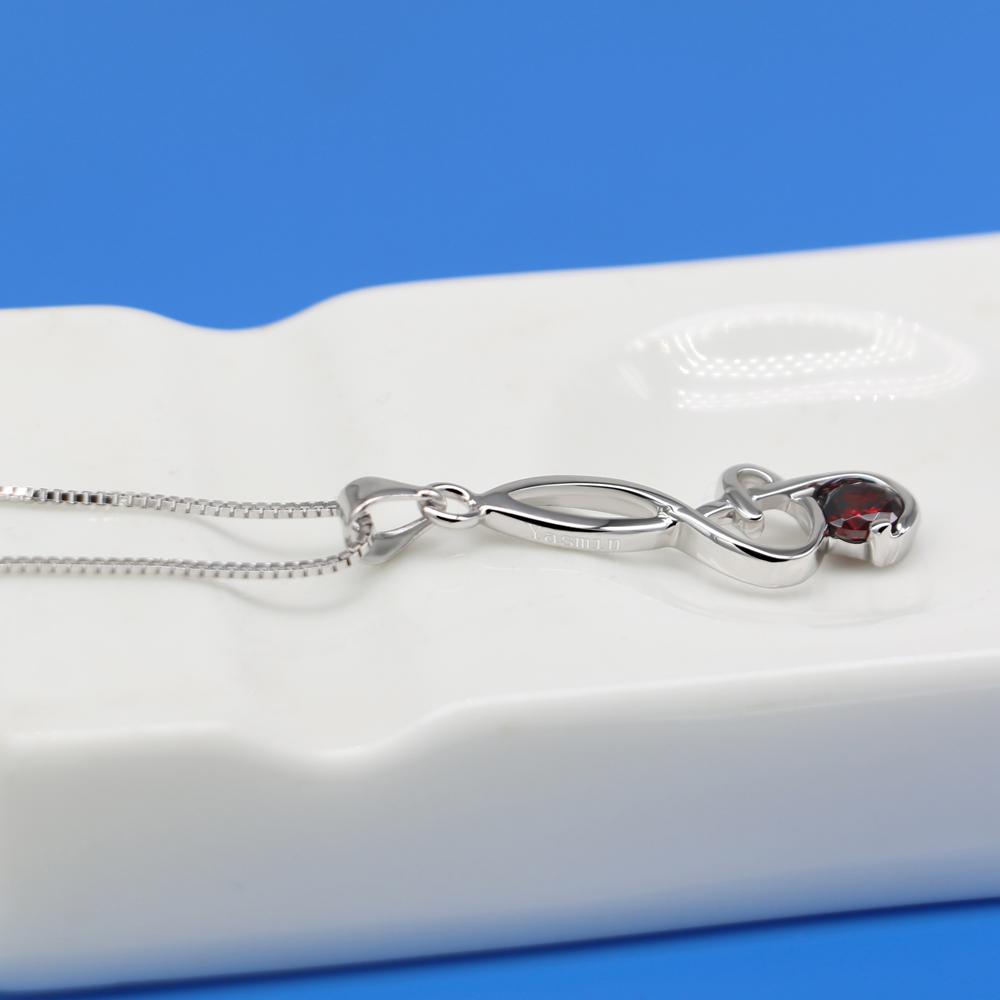 New Purple White Red Zircon Music Notation Pendant Choker Women100% 925 Sterling Silver Necklace Box Chain Jewelry Gift
