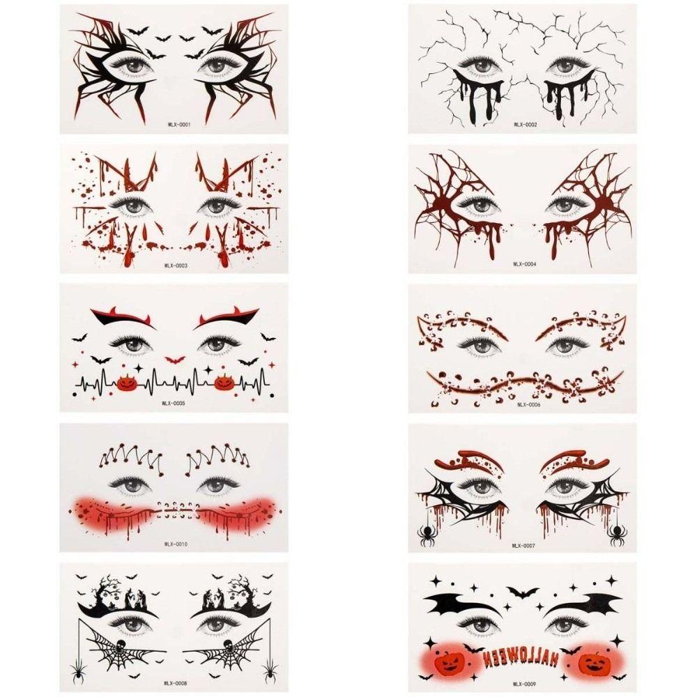 Pumpkin Halloween Face Temporary Tattoo Waterproof Body Art Scar Stickers  Kids Adult Make Up
