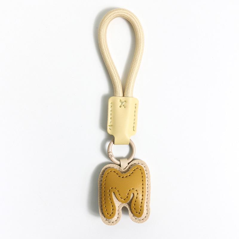 High-End Leather Alphabet Keychain Bag Pendant