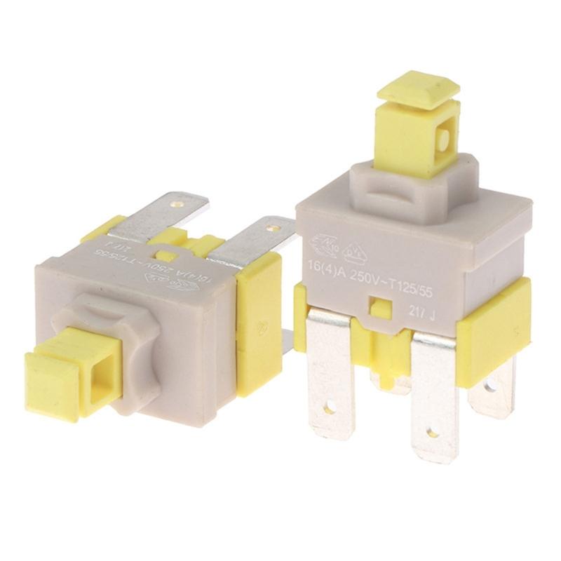 Self Locking Push Button Switches 4 Pin 16A 250V Locking Power Switches Plastic Texture Suitable for Various Appliances