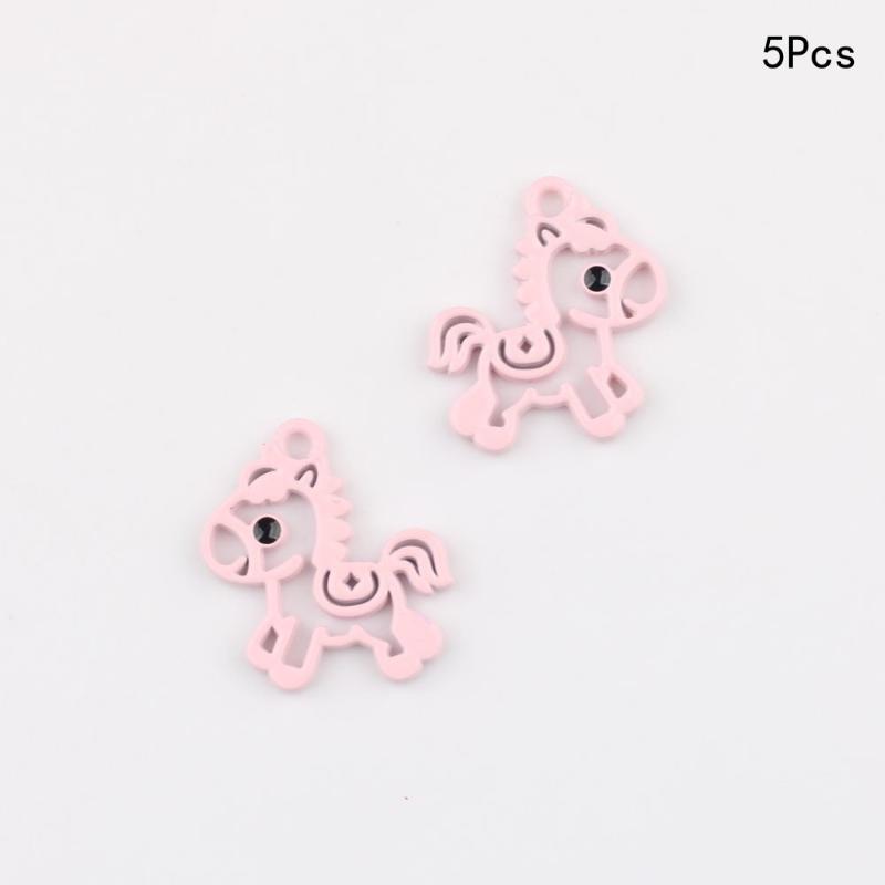 5 Pièces Pendentif Cheval Coloré Creux Charms Minimalistes Alliage Poney Fabrication de Bijoux Boucles d'Oreilles Bracelet Collier Accessoires DIY