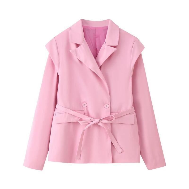 Kaslead New Women Clothes Western Style Fashion Simple Five-Color Lace-up Long Sleeve Blazers