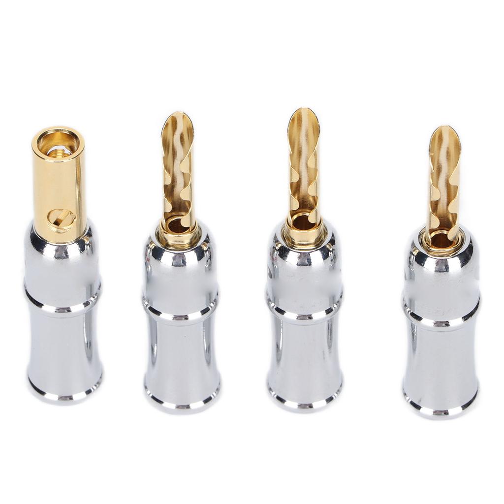 Preffair 4PCS Banana Plug Connector 24K Gold Plated Brass Banana Plug Connector for Speakers BA1451