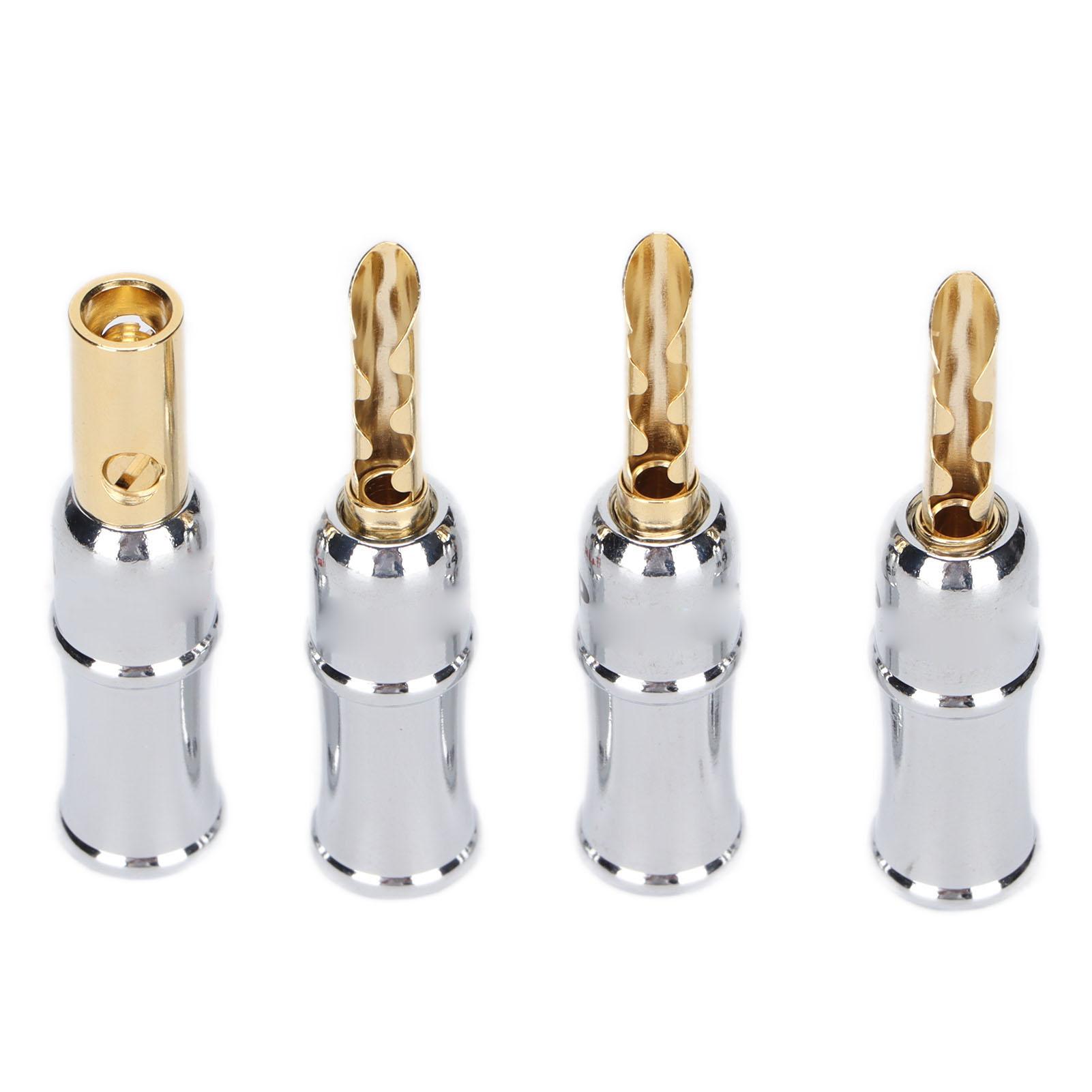 

Preffair 4PCS Banana Plug Connector 24K Gold Plated Brass Banana Plug Connector for Speakers BA1451
