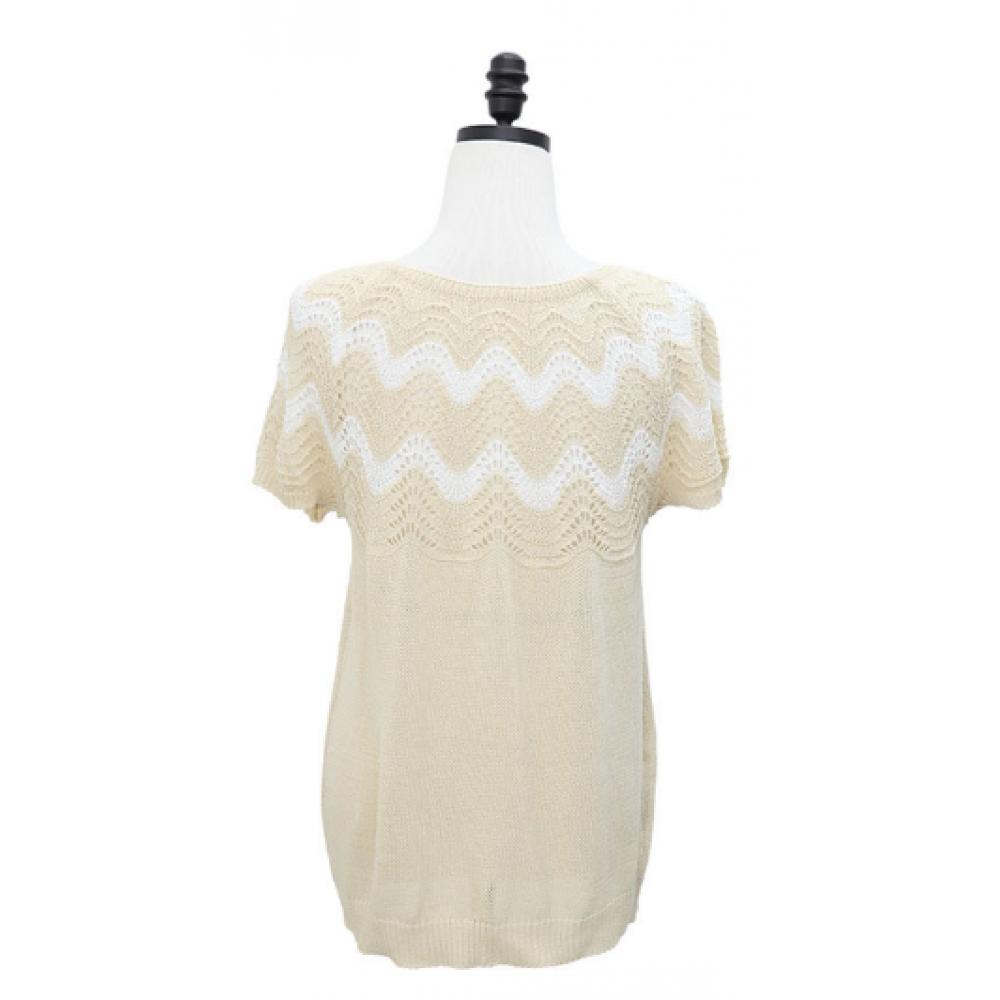 Shiz Madam Long Sleeve Tee Cotton Linen Punching Wave T57546