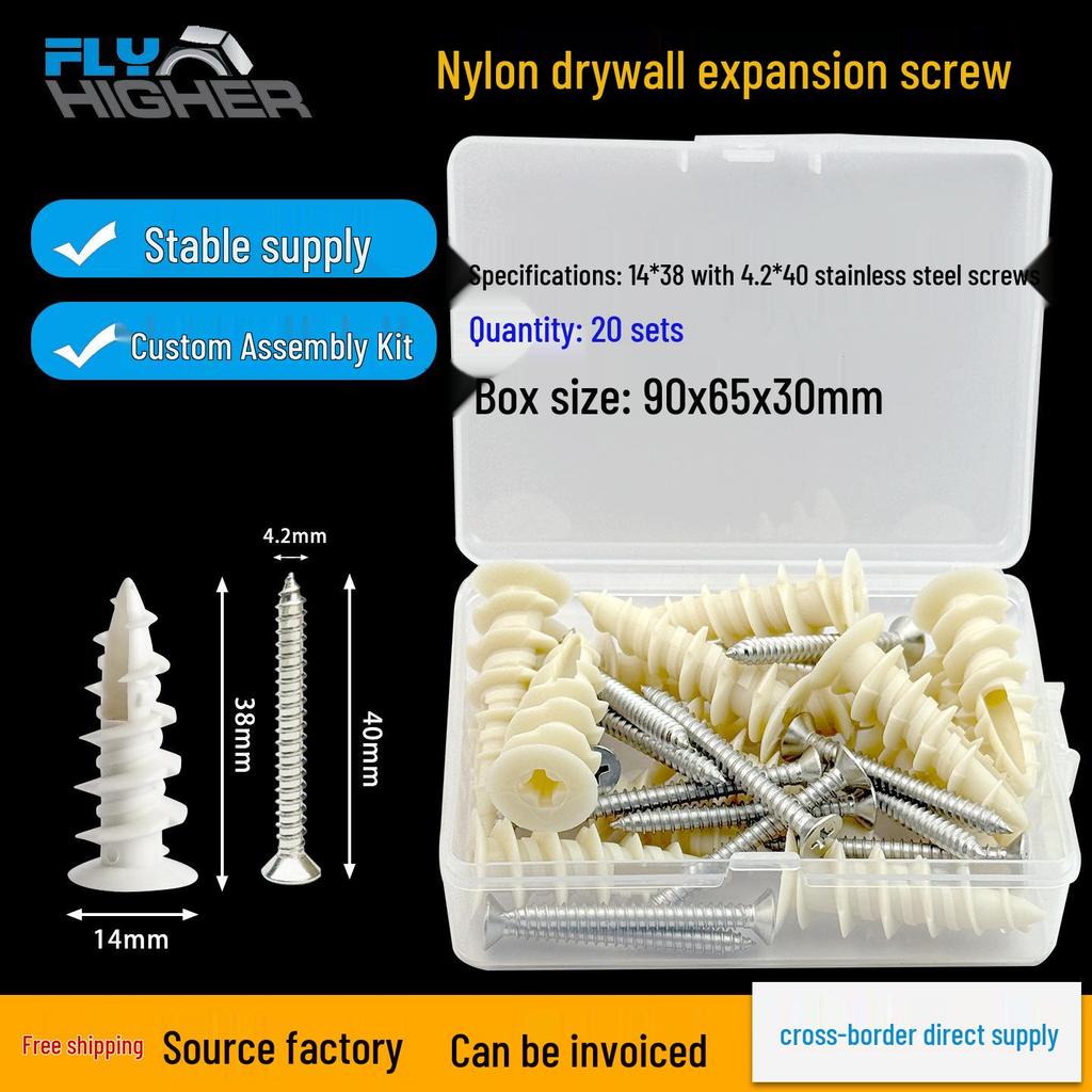 Nylon Expansion Anchor with Self-Tapping Screw and Wall Plug