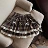 Dolce Fresca Kawaii Y2K Gonna Mini Gonfia da Donna a Quadri Vita Alta Patchwork di Pizzo Fiocco Gonna Casual da Appuntamento Lolita Performance Scolastica
