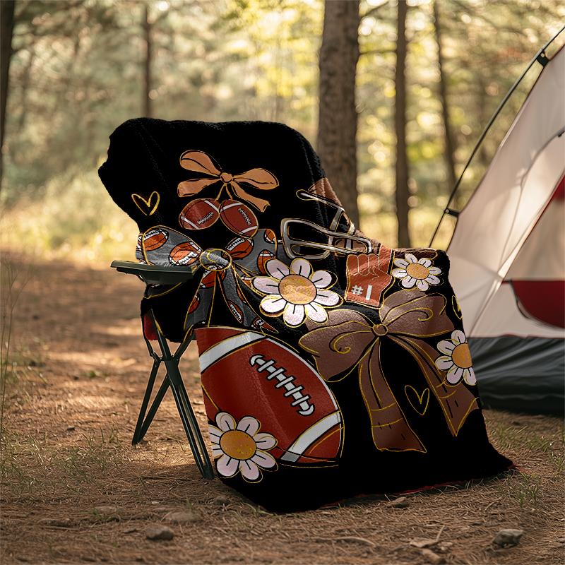 American Football Theme Printed Blanket - Perfect for Couch, Bed, Travel & Outdoor Use | Machine Washable, Cozy & Durable.