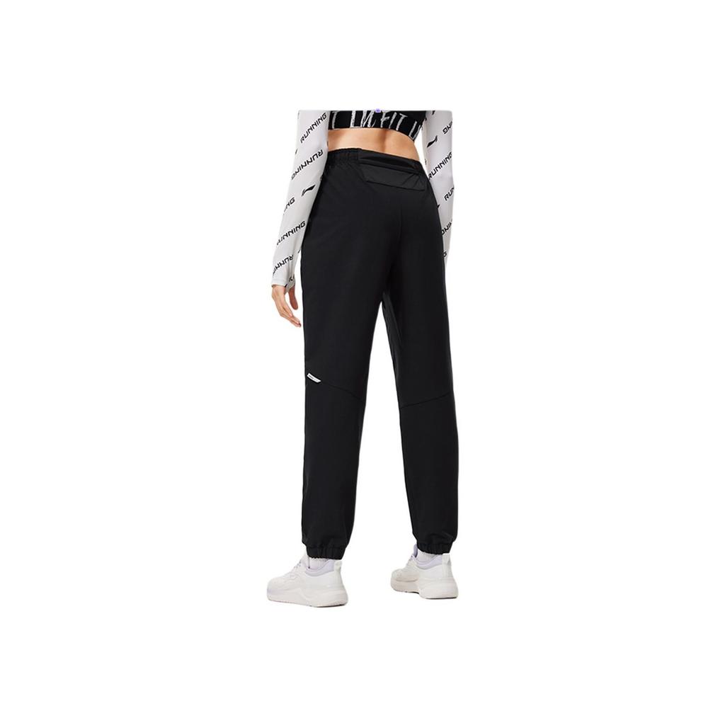 Li Ning Running Series Lace-Up Comfortable Warm Breathable Sports Casual Pants Women Bottoms Black AYKU178-1