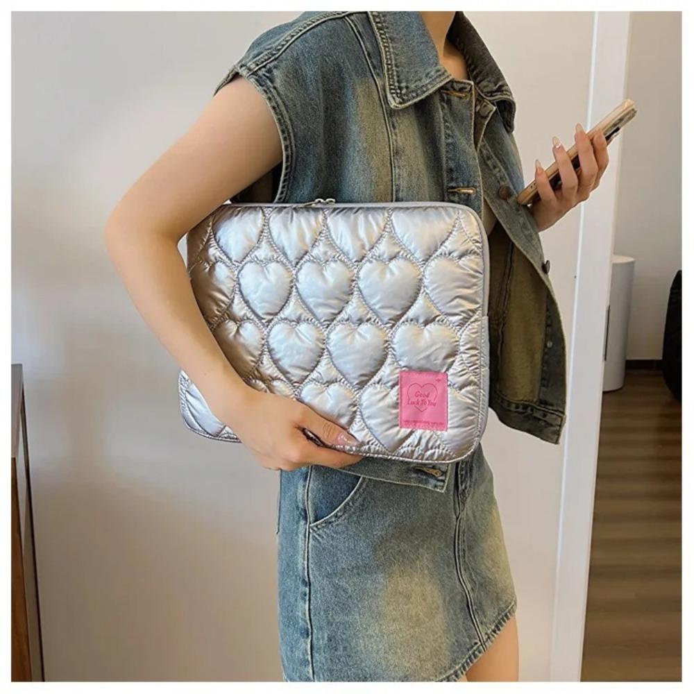 11/15inch Puffy Laptop Bag Embroidery Macaron Color Notebook Bag Shockproof Love Pattern Computer Case for Ipad/Macbook
