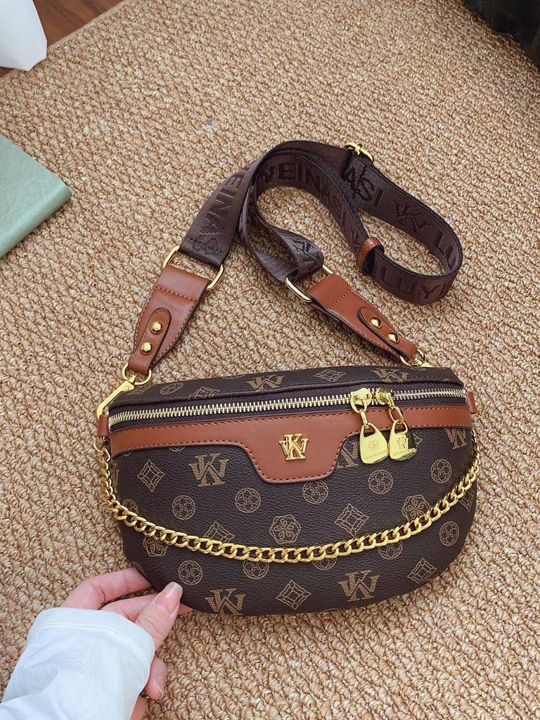 2025 Women's Versatile Chest Bag: Trendy Color Block Crossbody with Chain