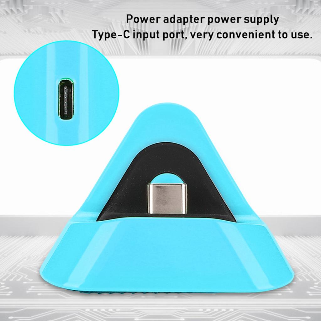 Portable Triangular Type C Charging Base Metal Bottom Charger for Switch Lite Host(Blue Green )