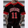 Men's Casual 3D Chicago No. 11 Printed T-Shirt Men's Short Sleeve Sportswear T-Shirt Vintage Extra Large
