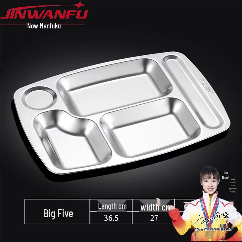 Jinwanfu 304 Stainless Steel Divided Canteen Tray