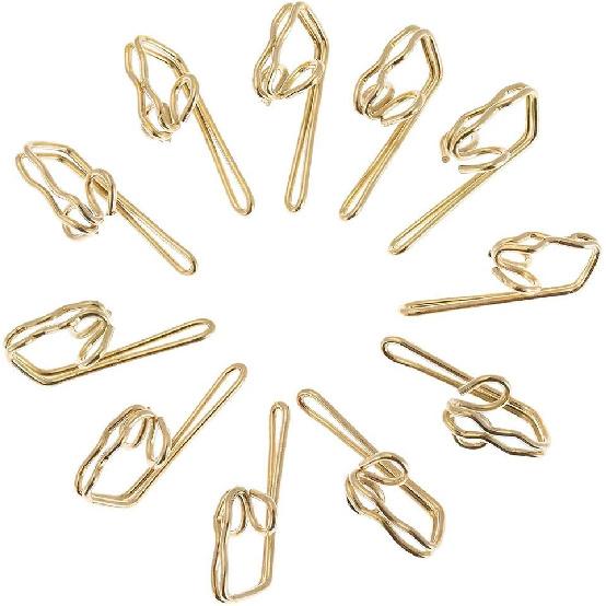 Metal Curtain Hooks, 100Pcs Drapery Hook Pins Stainless Steel Pin-on Hooks for Window Curtain, Shower Curtain, Door Curtain - Gold