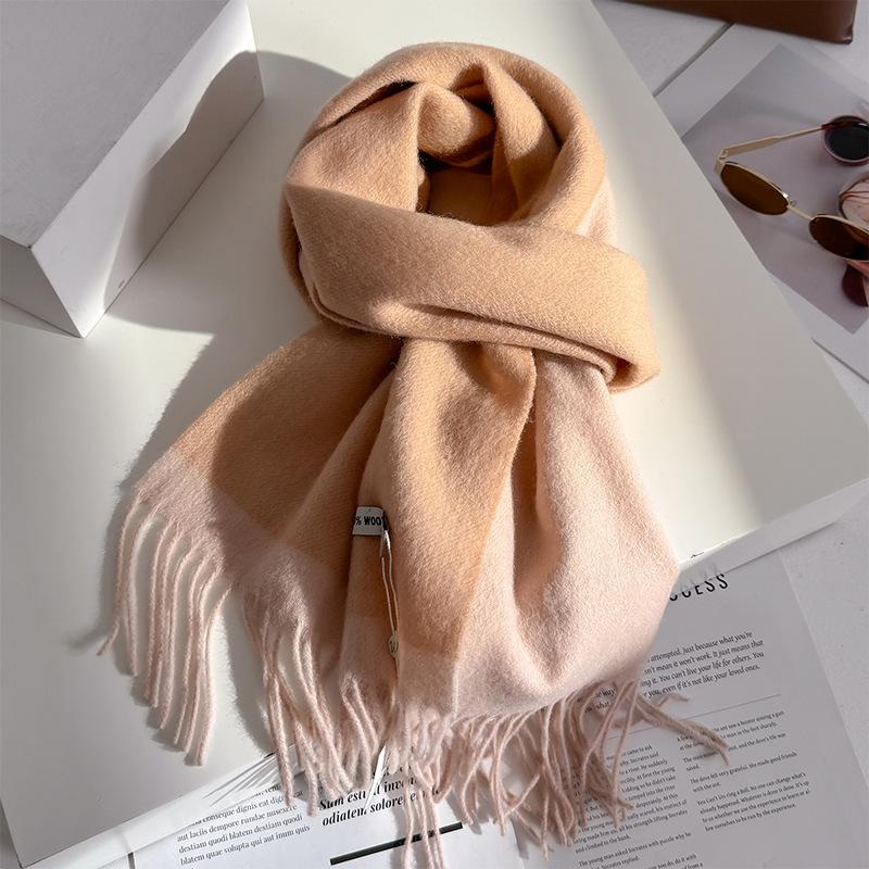 

Winter Wool Scarf Women Luxury Two-Sides Cashmere Scarf Thickened Warm Shawl Classic Tassels Scarf Solid Soft Shawl 30x180cm